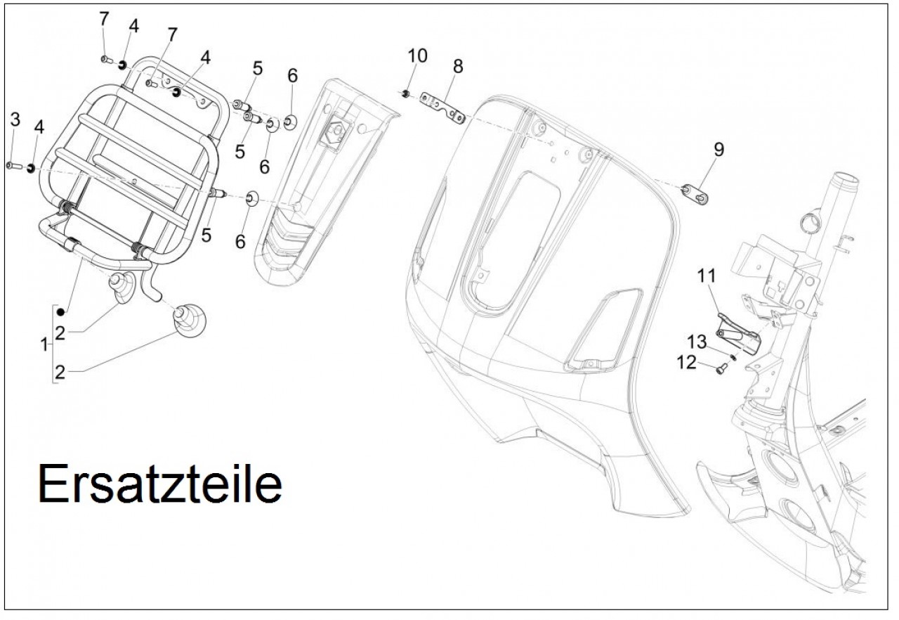 Porte-bagages avant, chromé, rabattable, pour Vespa GTS