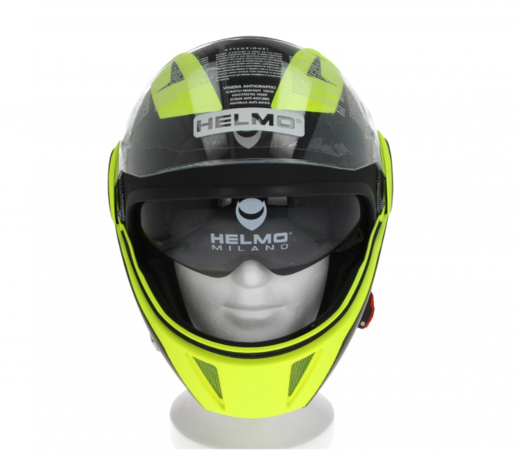 Helmo Milano Full casque jet, FuoriRotta Premium, noir, jaune, mat
