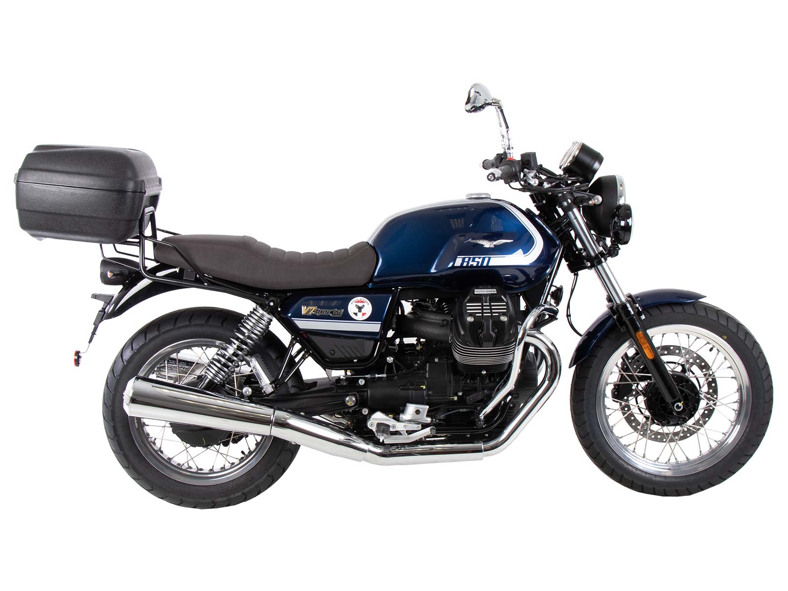 Pont à bagages tubulaire support de top case noir pour Moto Guzzi V7 850 Spécial/Stone/Centenario (21-24)