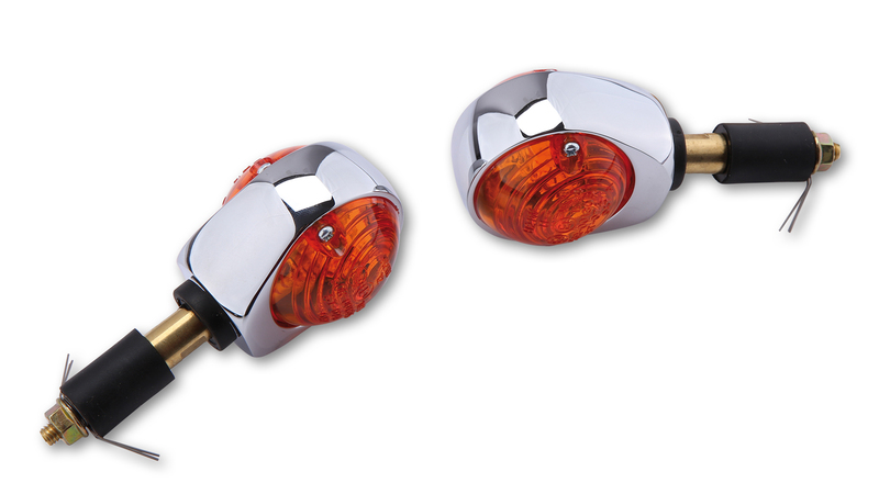 HIGHSIDER Smart œil de bœuf ampoules clignotants de guidon boîtier chromé / lentille orange (paire), avant & &