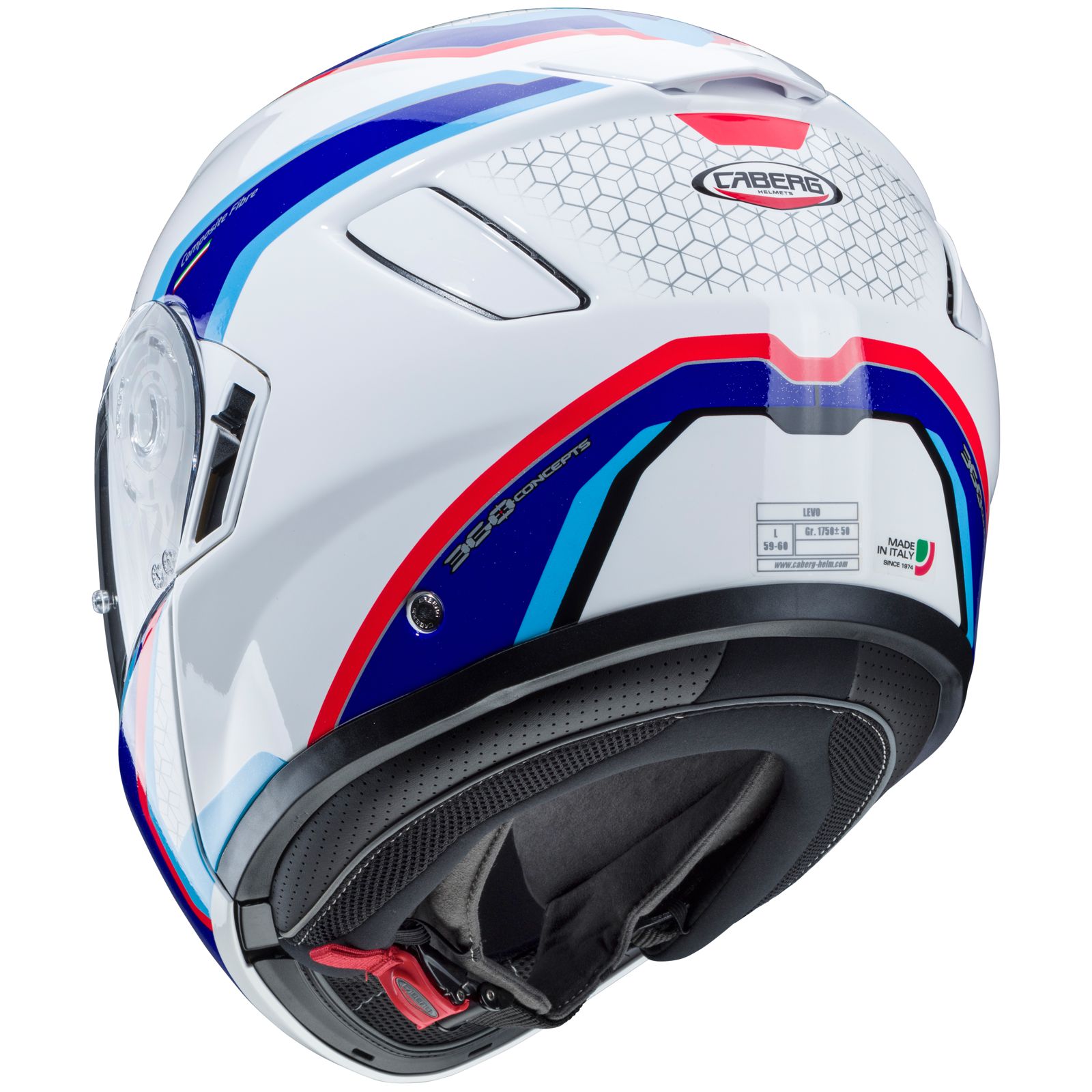 Caberg casque Levo Sonar, blanc/bleu-rouge