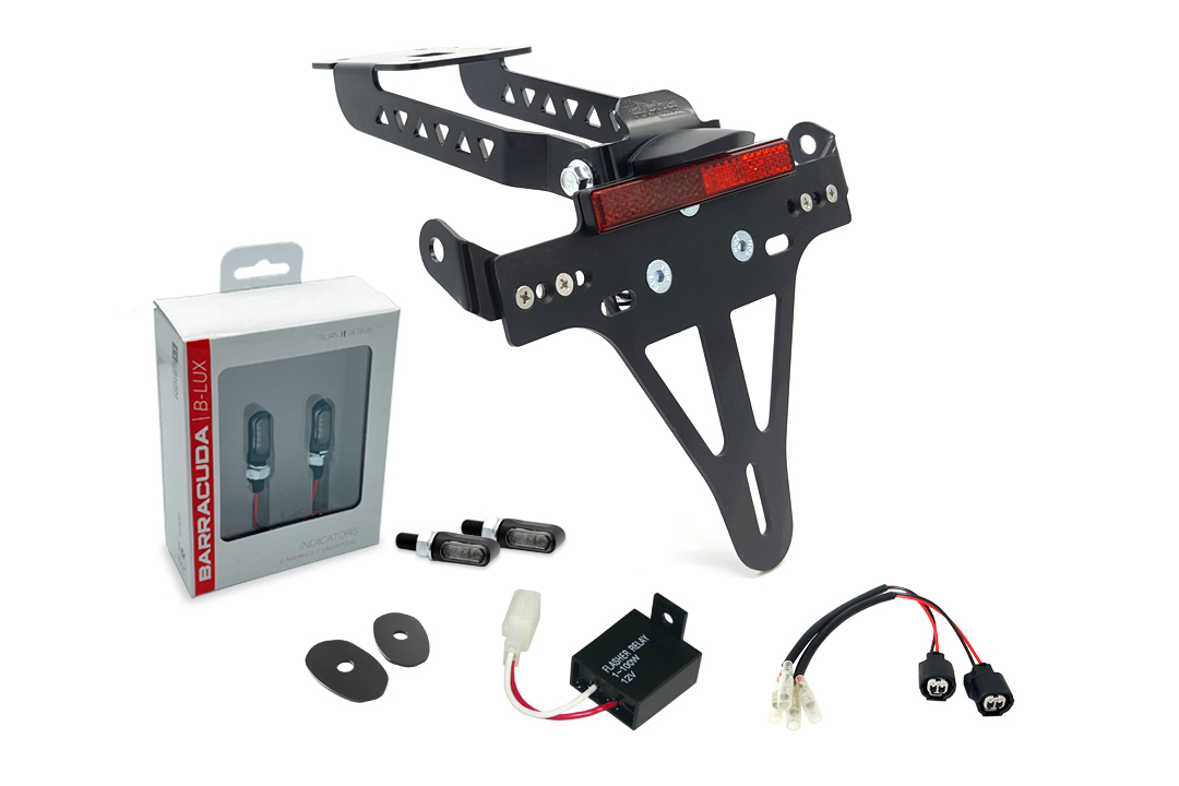 alpha Technik Kennzeichenhalter-Blinker-Kit M-LED (vorne + hinten) für Kawasaki Z650 und Ninja 650 T