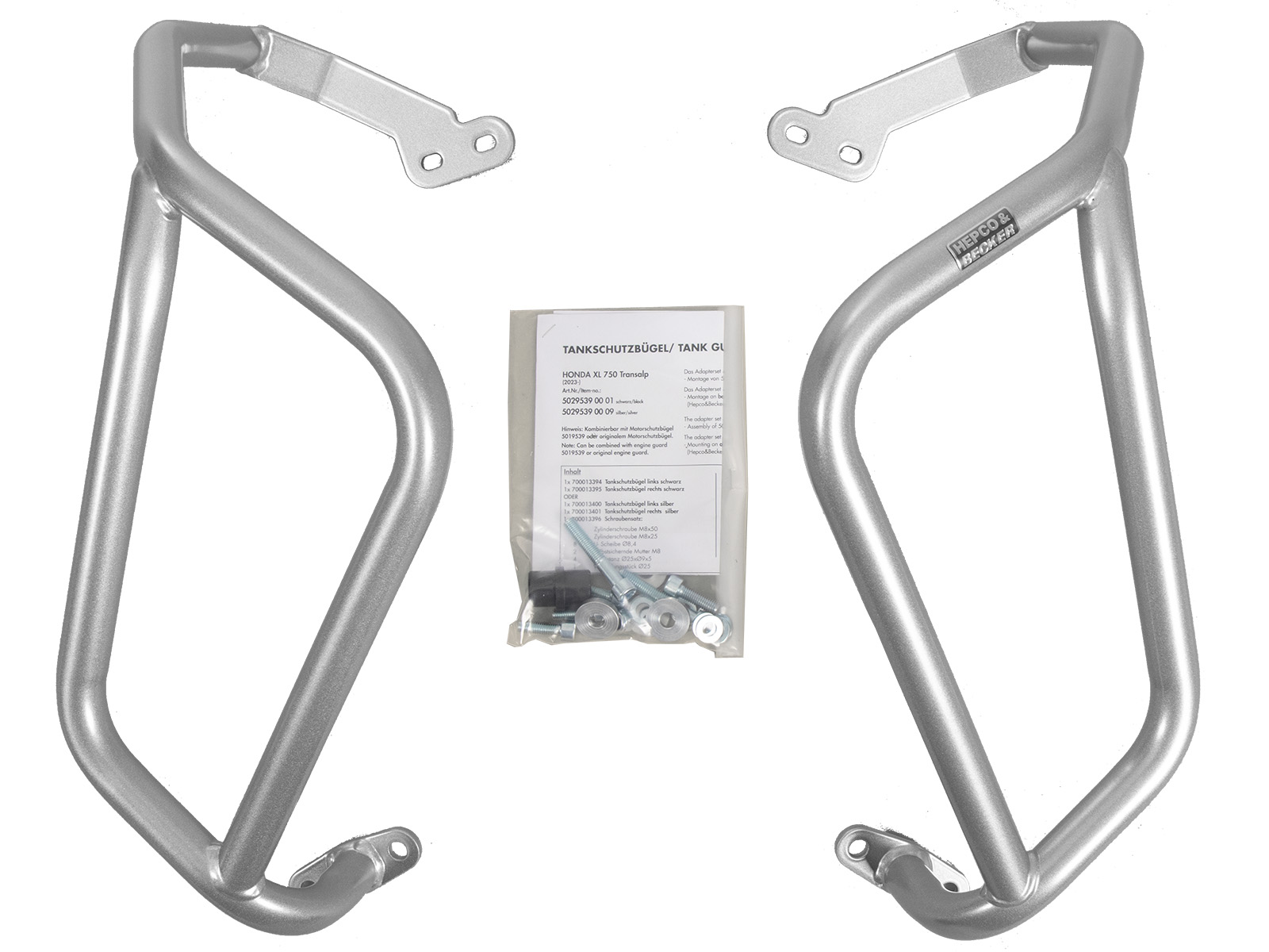 Arceau de protection du réservoir argenté pour Honda XL 750 Transalp (25- ) Hepco & Becker