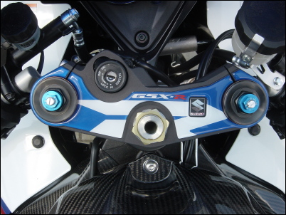 Décor de té de fourche, bleu/blanc pour Suzuki GSX-R750 BJ. 2006-2007/ 2008-2010/ GSX-R600 BJ. 2006-2007/ G