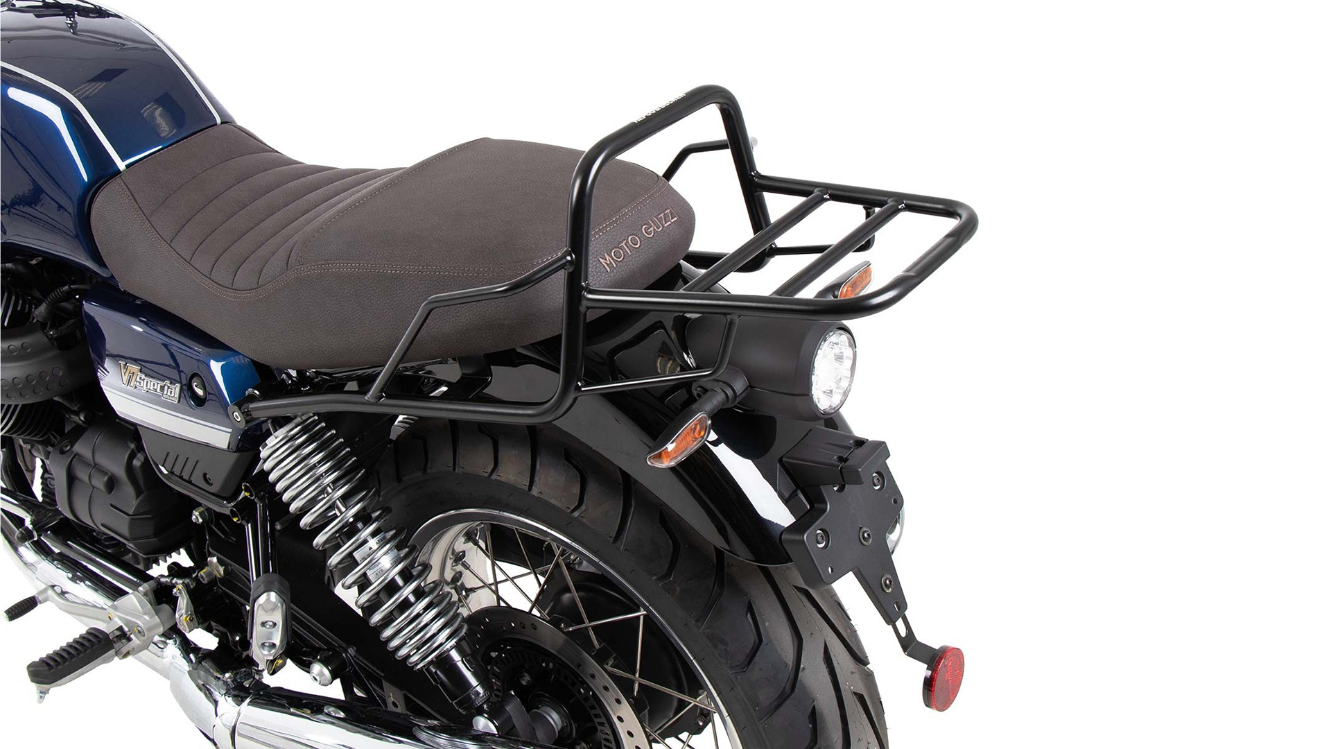 Pont à bagages tubulaire support de top case noir pour Moto Guzzi V7 850 Spécial/Stone/Centenario (21-24)