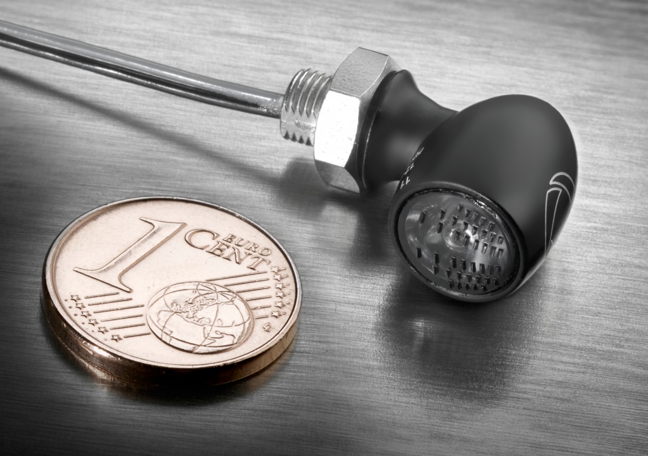 Clignotant Kellermann, Atto Dark, aluminium, LED, V/H, L/R 12 V, noir satiné, M5x0,5x6,5