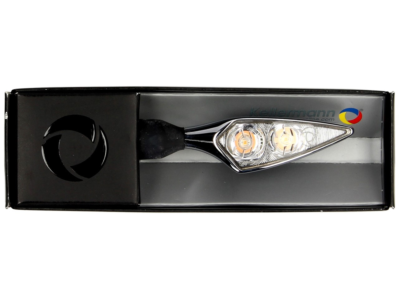 Clignotants Kellermann, Rhombus Extreme, alu, LED, VL/HR, 12 V, chrome brillant, M8x20, homologués E