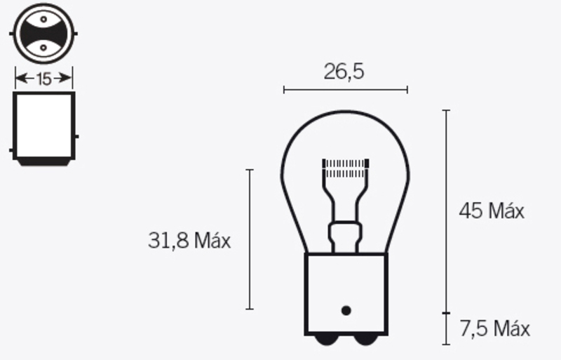Tecnium S25 Glühlampen 12V 21/5W - x10