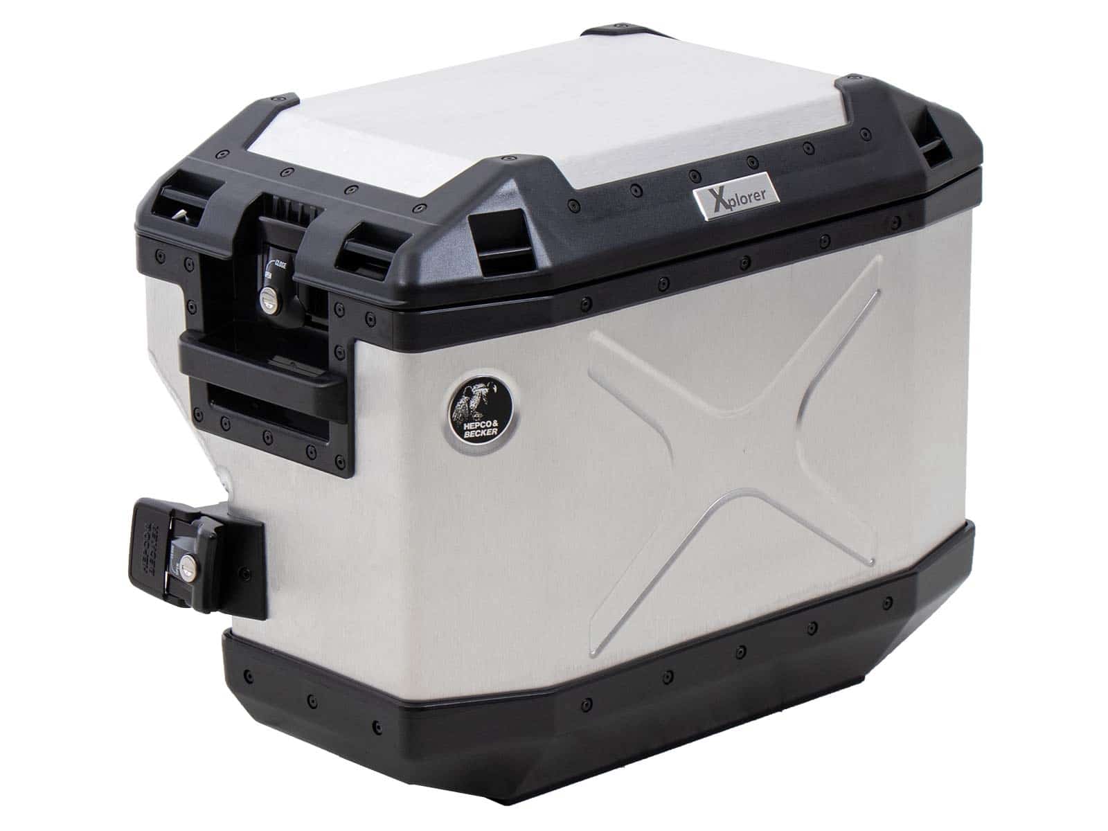 Valises latérales Alu Xplorer 37 Cutout (évidées pour le pot d'échappement) droit argenté Hepco & Becker