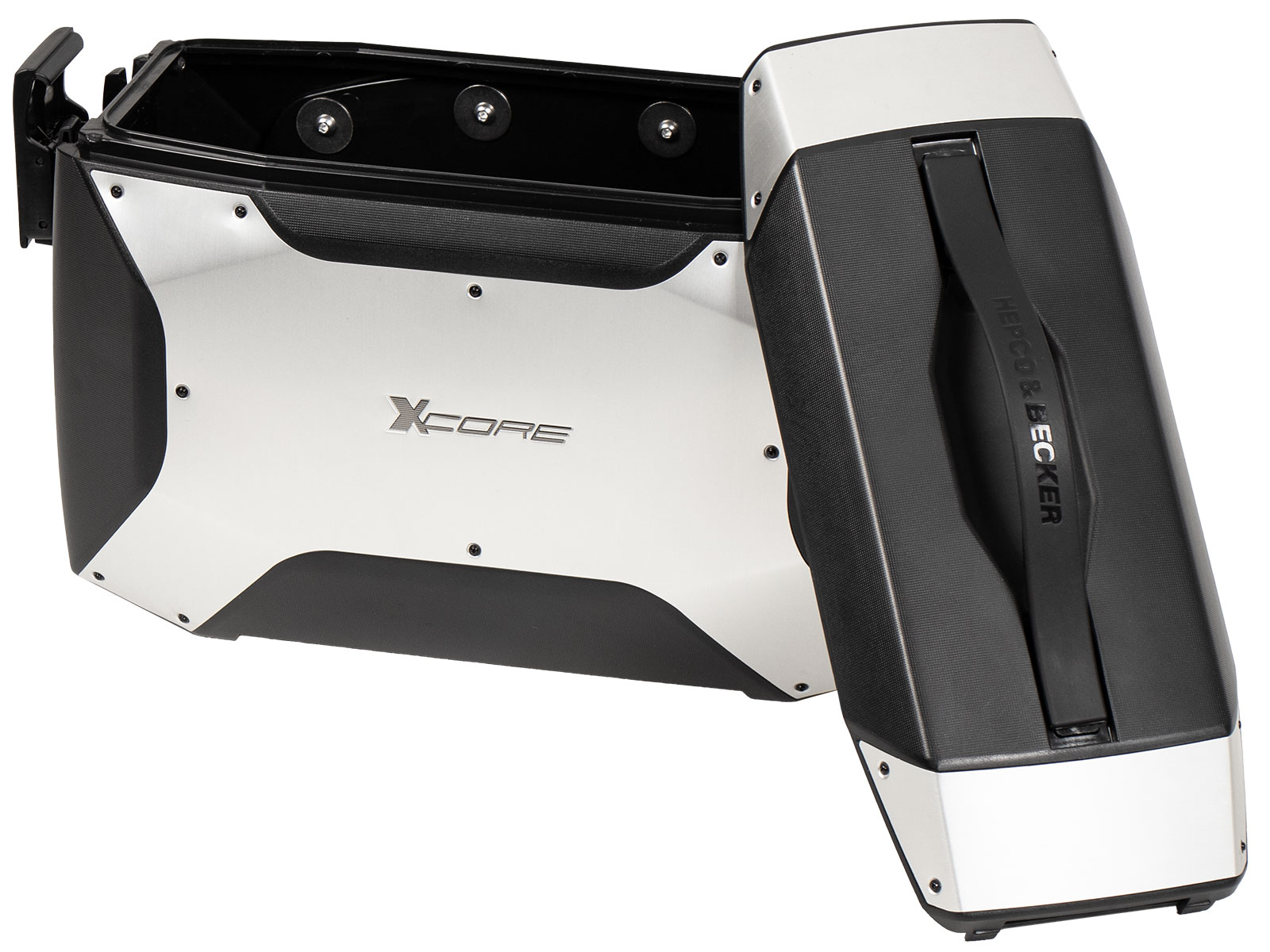 Kit de valises latérales Xcore argent pour les supports C-Bow Hepco & Becker