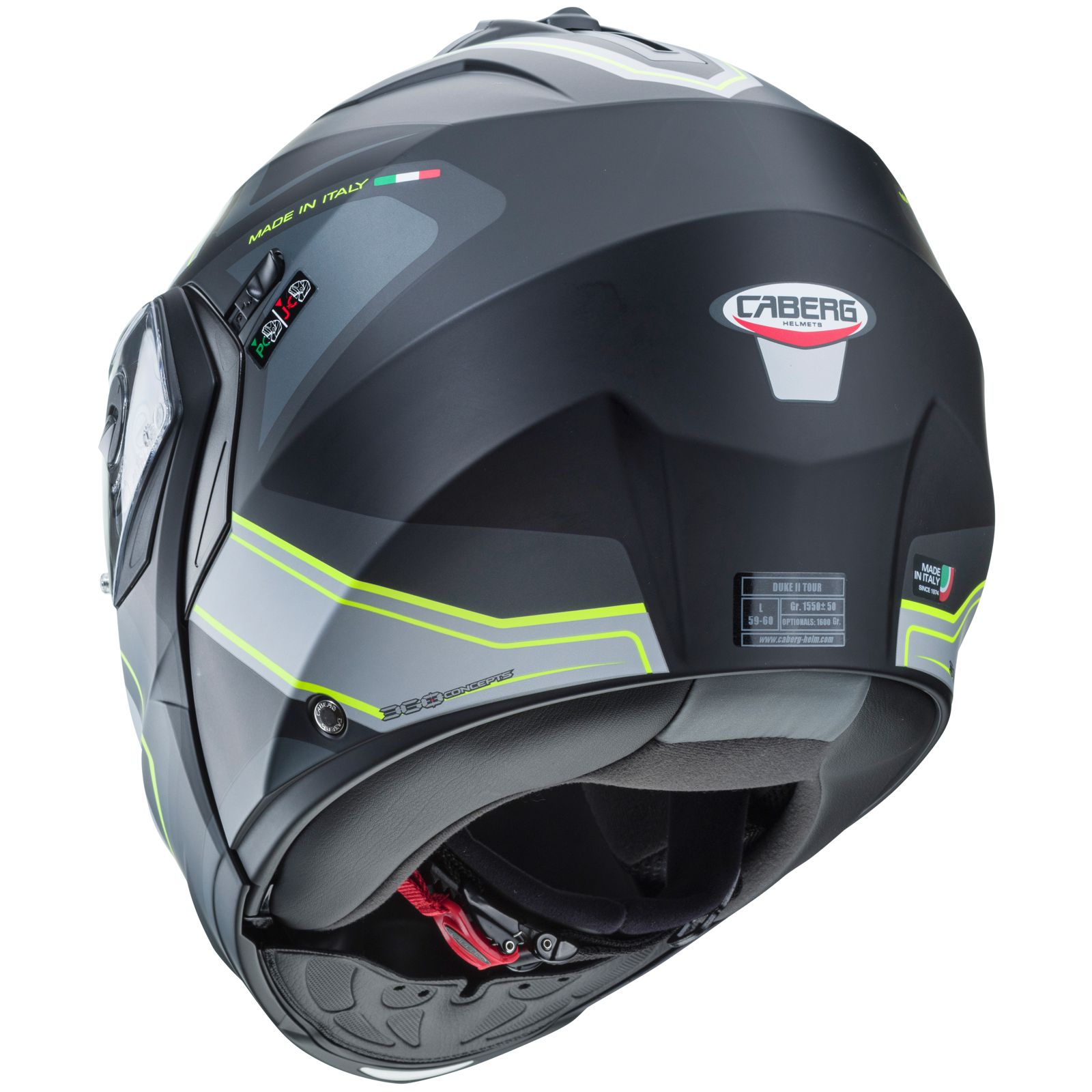 Caberg casque Duke II Tour, noir mat/anthracite-fluo-jaune