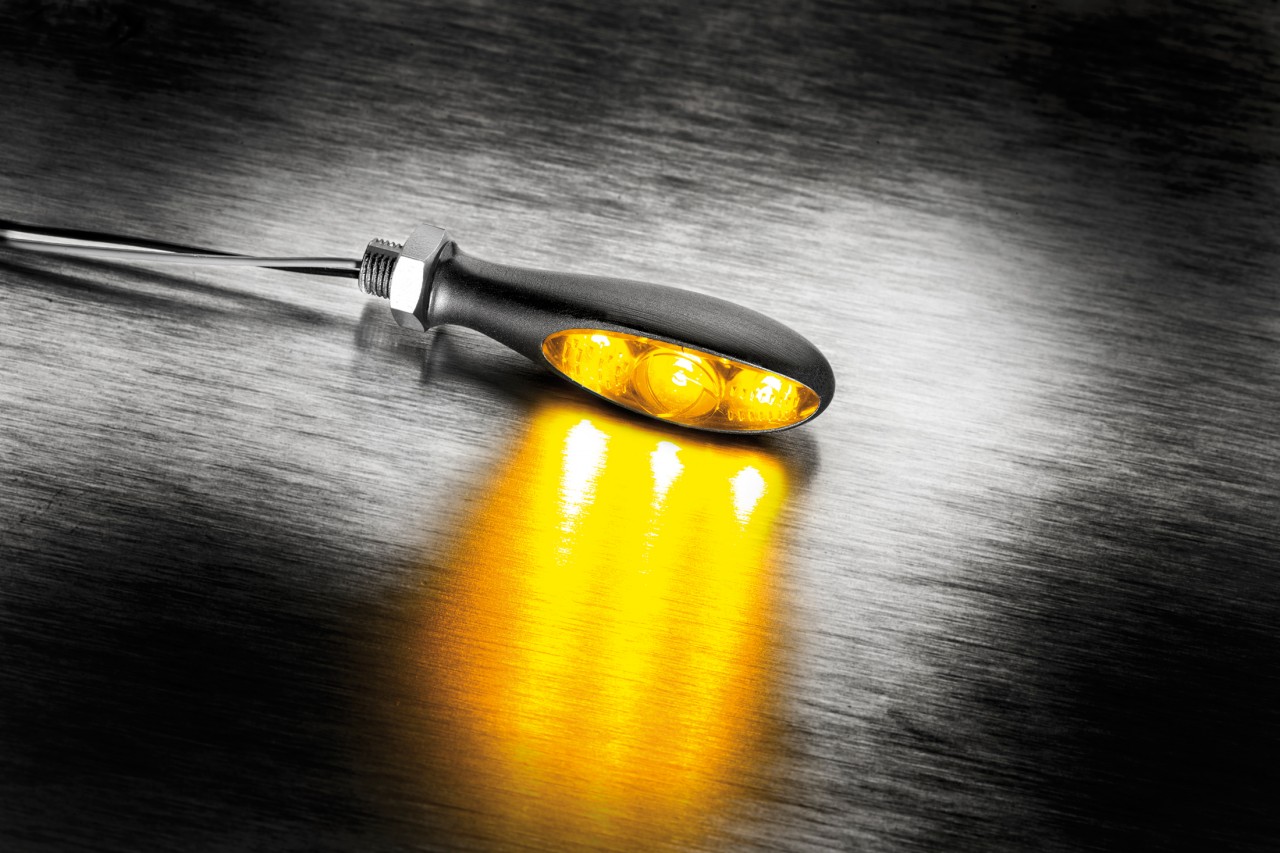 Clignotants Kellermann, Micro S Dark, aluminium, LED, V/H, G/D, 12 V, noir satiné, M5x0,5x6,5