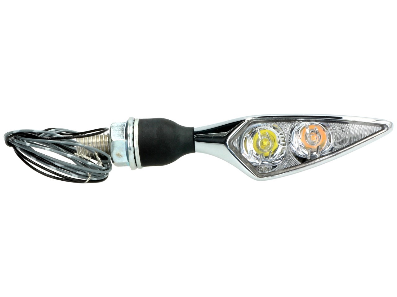 Kellermann Clignotant avec feu de position, Rhombus PL, acier, LED, VL, 12 V, chrome brillant, M8x20