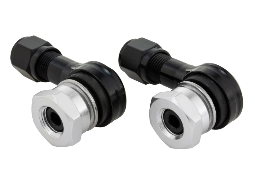 Embout de valve ZELIONI pour pneu/jante sans chambre à air 80°, noir brillant