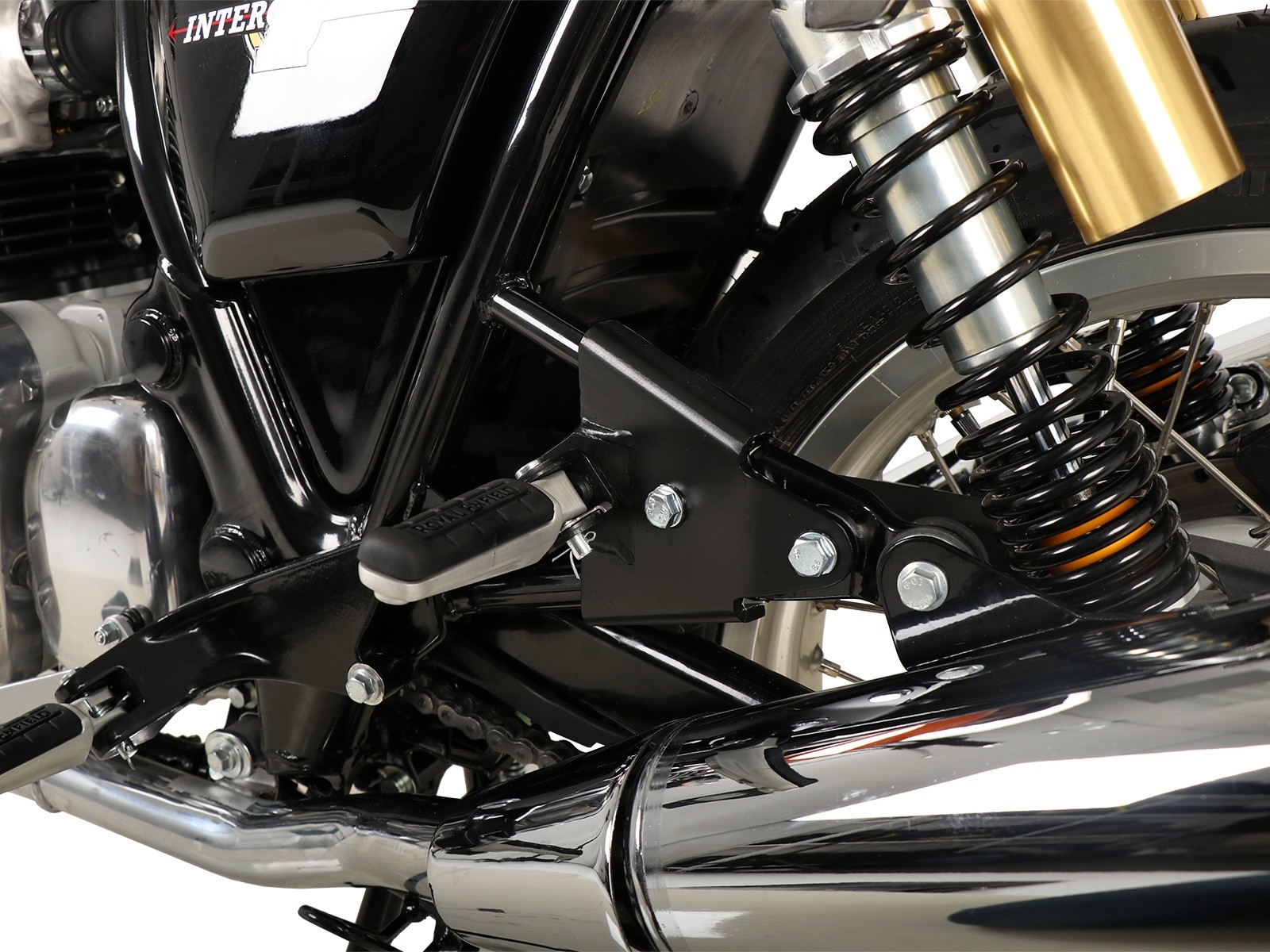 Pose de repose-pieds passager noir pour Royal Enfield Interceptor (2018-)
