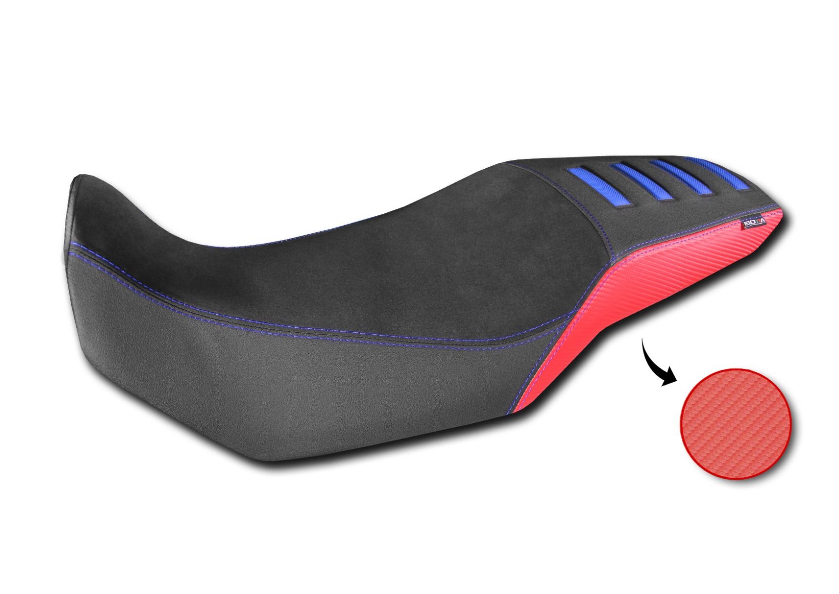 Housse de siège Comfort en fibre 3D pour Honda XL 750 Transalp, noir / rouge avec inserts bleus