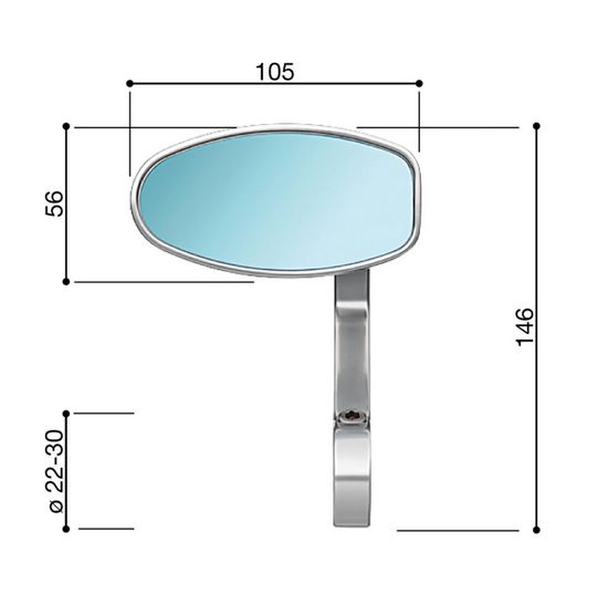 Rétroviseur d'extrémité de guidon RIZOMA "REVERSE RETRO" gauche ou droite pour Vespa, argent anodisé
