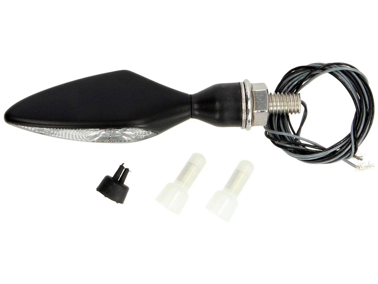 Clignotant Kellermann, losange, acier, LED, VR/HL, 12 V, noir satiné, M8x20, homologué E