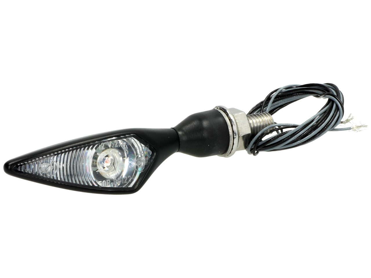 Clignotant Kellermann, losange, acier, LED, VR/HL, 12 V, noir satiné, M8x20, homologué E