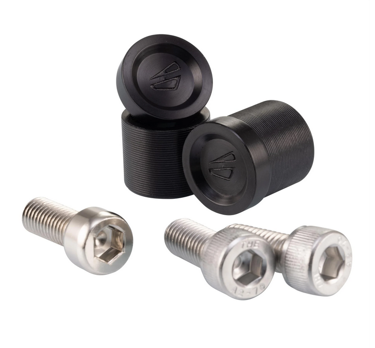 Cache trou rétroviseur gauche & droit FABRICA pour Vespa, noir anodisé