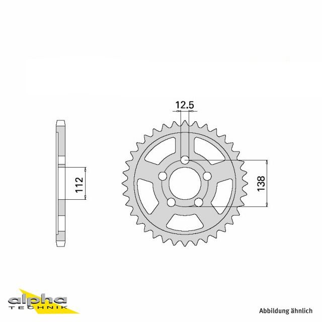 Pignon à chaîne en acier, 42 dents, pas 525