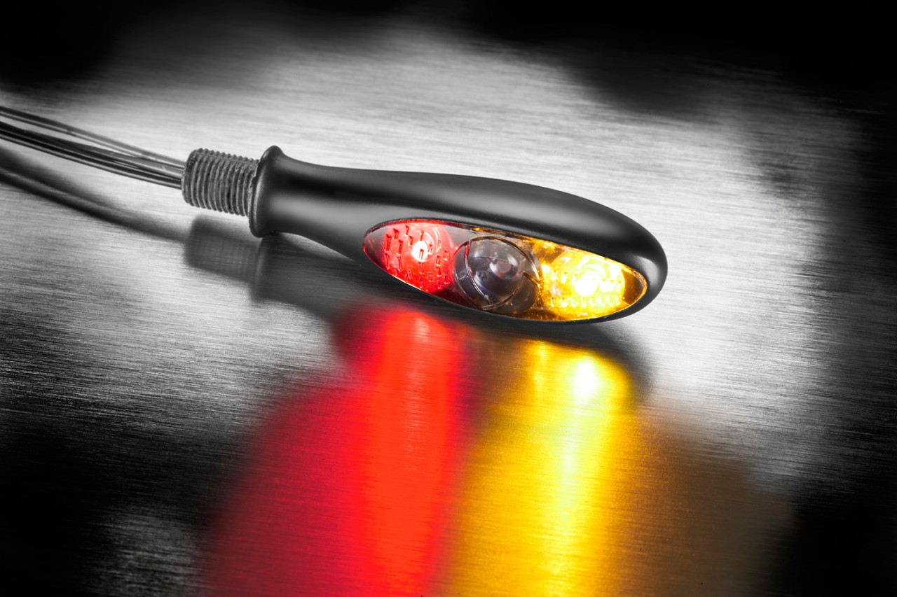 Kellermann Clignotants, feux arrière et stop, Micro S DF Dark, aluminium, LED, HL/HR, 12 V, noir mat