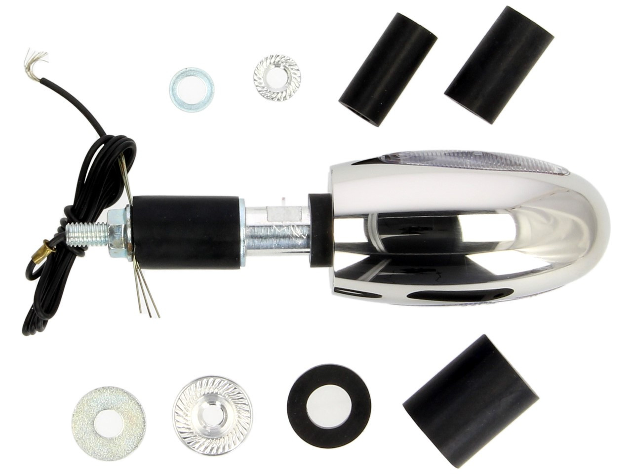 Clignotant Kellermann, BL 1000 white, acier inoxydable, halogène, VR/VL, 12 V, 21 W, argent poli, brillant