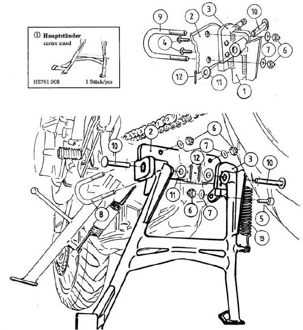 Béquille principale noire pour Honda CB 600 F Hornet (03-06) Hepco & Becker