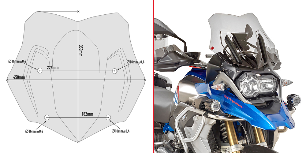 Pare-brise teinté pour BMW R 1200 GS (année 16-18) / R 1200 GS Adventure (année 16-18) / R 1250 GS (19 -)