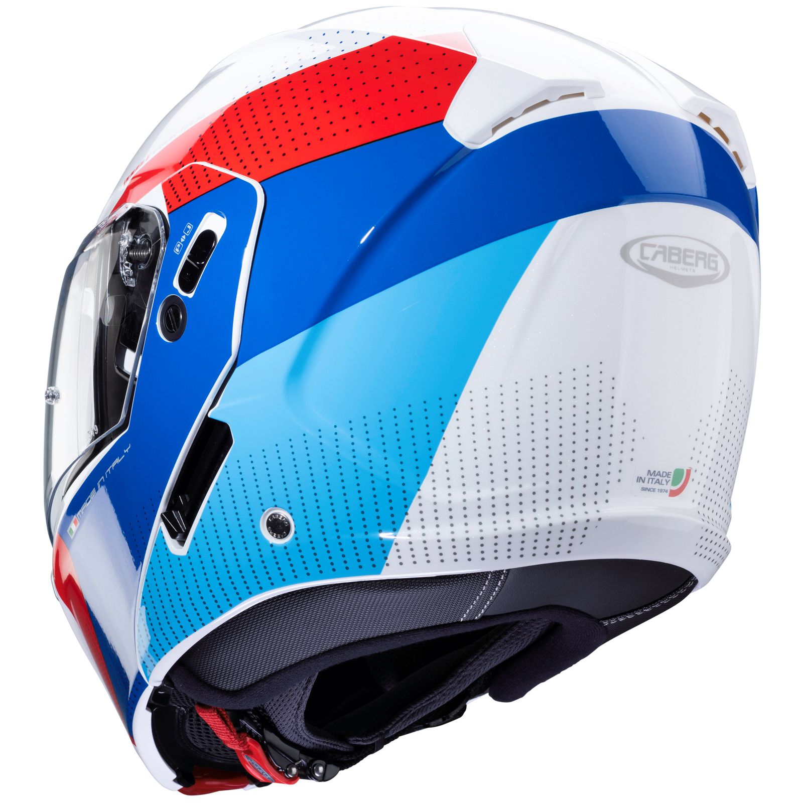 Caberg casque Horus Scout, blanc métallisé/rouge-bleu