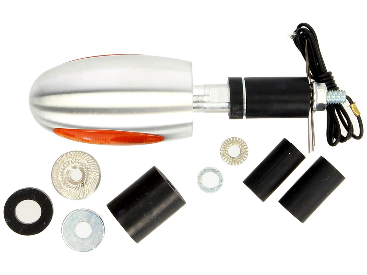 Clignotants Kellermann, BL 1000 yellow, aluminium, halogène, VR/VL, 12 V, 21 W, argent satiné