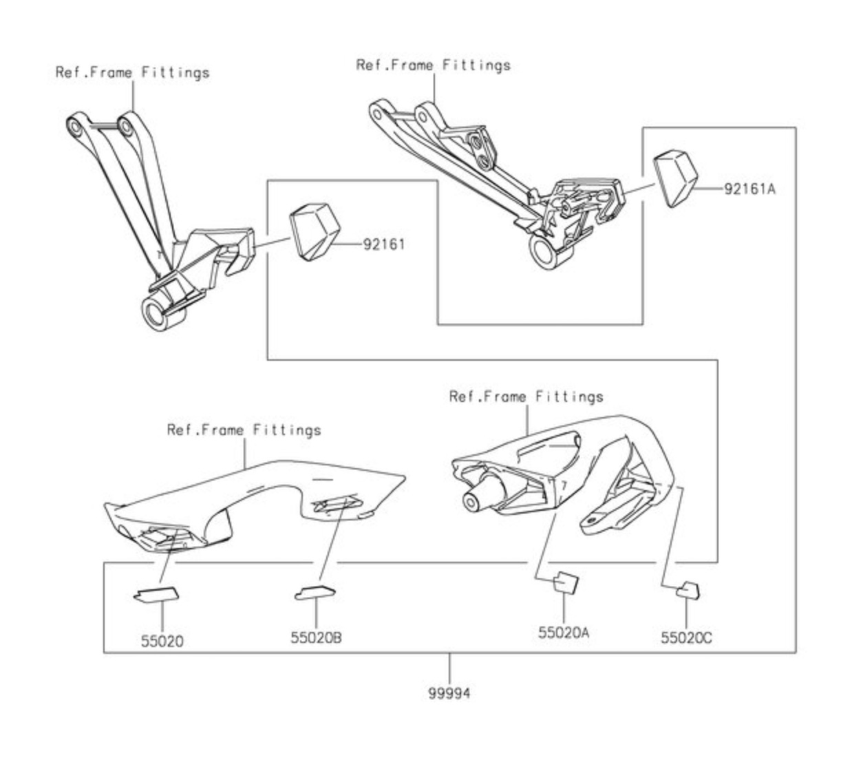 Kit de montage pour le kit de valises latérales d'origine Kawasaki