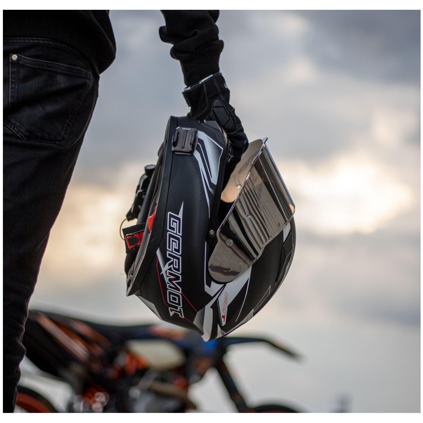 Germot casque intégral GM 330, noir mat/blanc