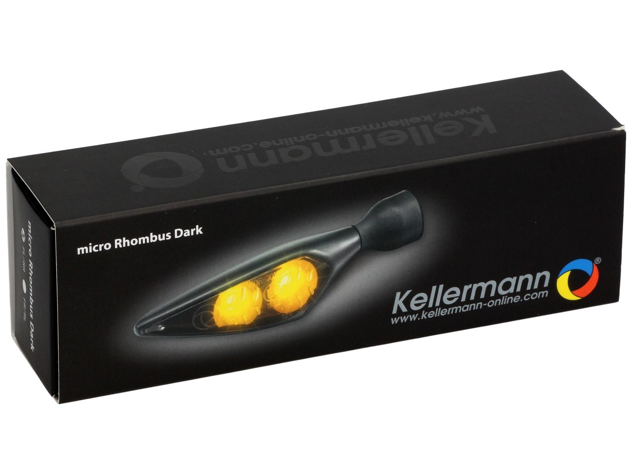 Clignotants Kellermann, Rhombus Dark, acier, LED, VR/HL, 12 V, noir satiné, M8x20, homologués E