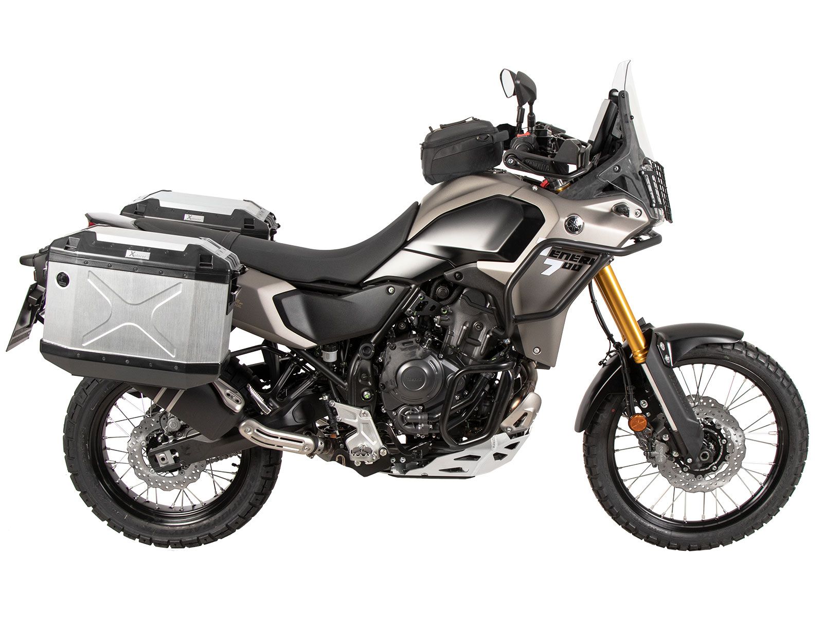 Kit de support de valises Cutout en acier inoxydable y compris kit de valises Xplorer Cutout argenté pour Yamaha Ténéré 700 (25-)