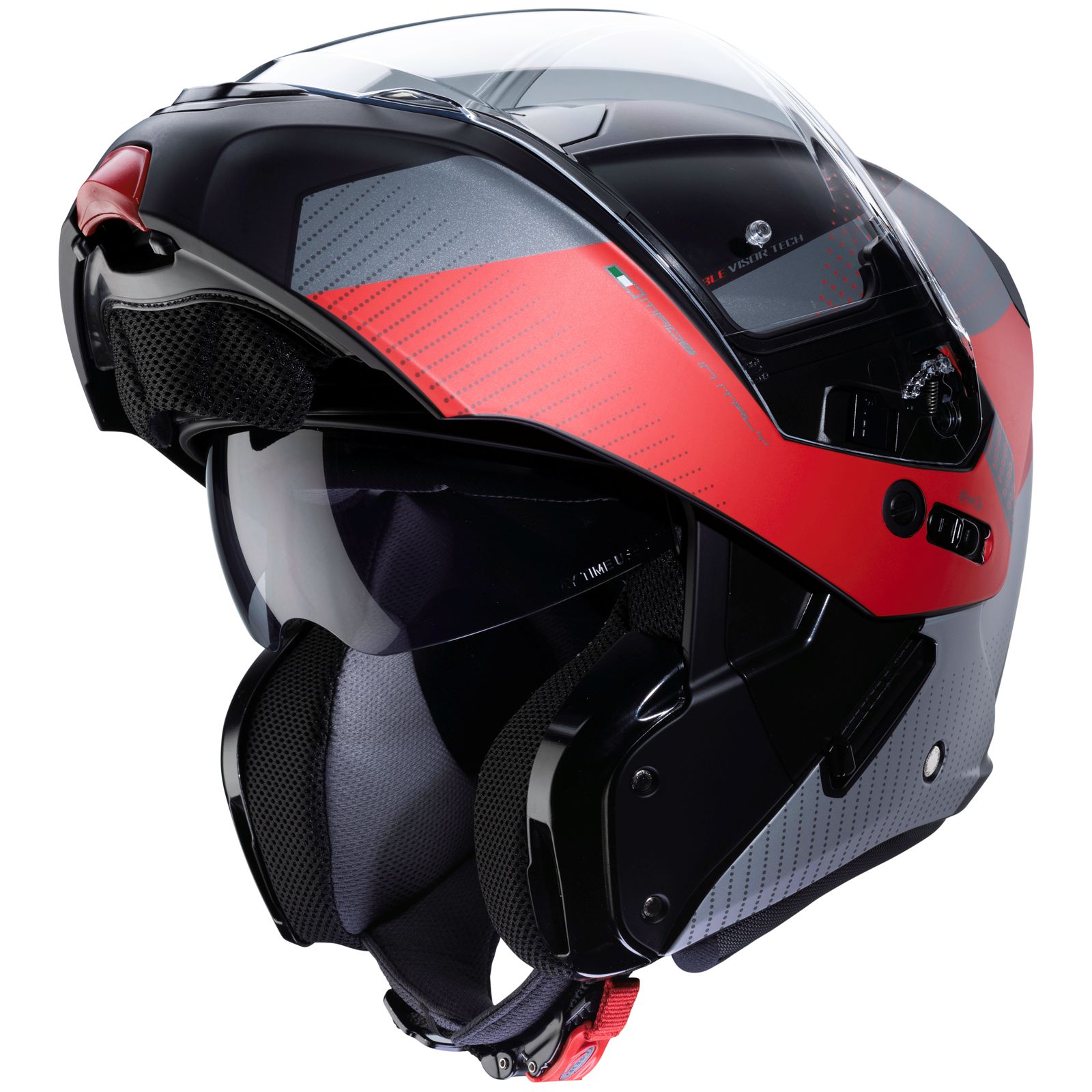 Caberg casque Horus Scout, noir mat/fluo-rouge-gris
