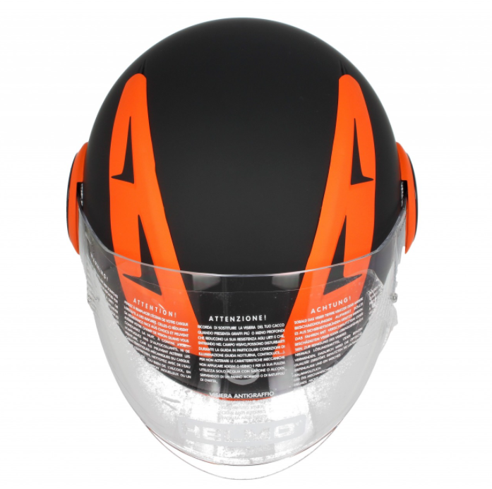 Casque jet Helmo Milano Full, FuoriRotta Premium, noir, orange, mat