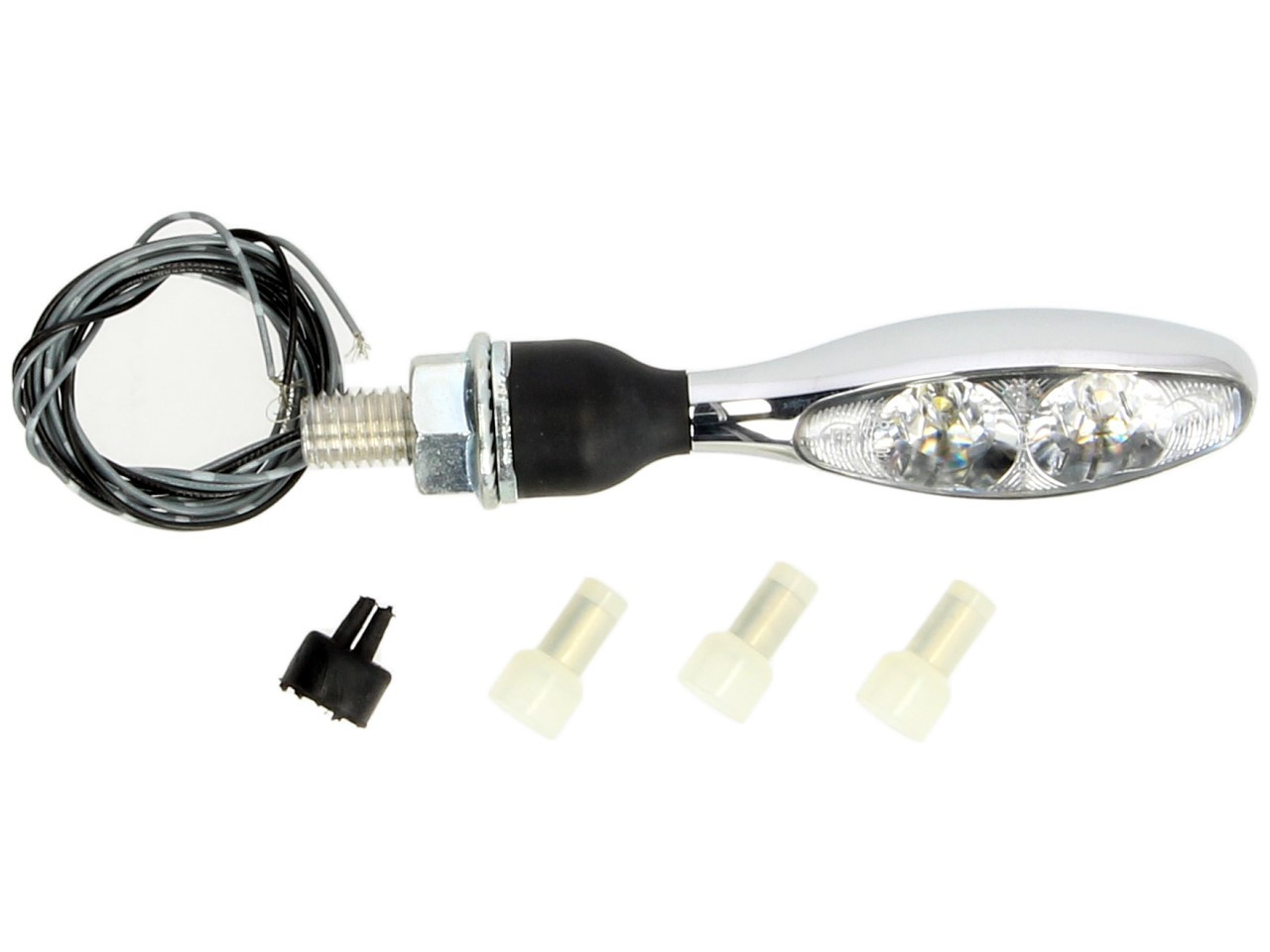 Clignotant Kellermann avec feu de position, Micro 1000 PL, acier, LED, VL/VR, 12 V, chrome brillant, M8x20