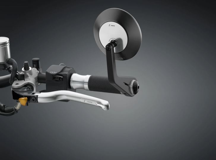 Rétroviseur d'extrémité de guidon RIZOMA ECCENTRICO gauche ou droit pour Vespa, noir/argent anodisé