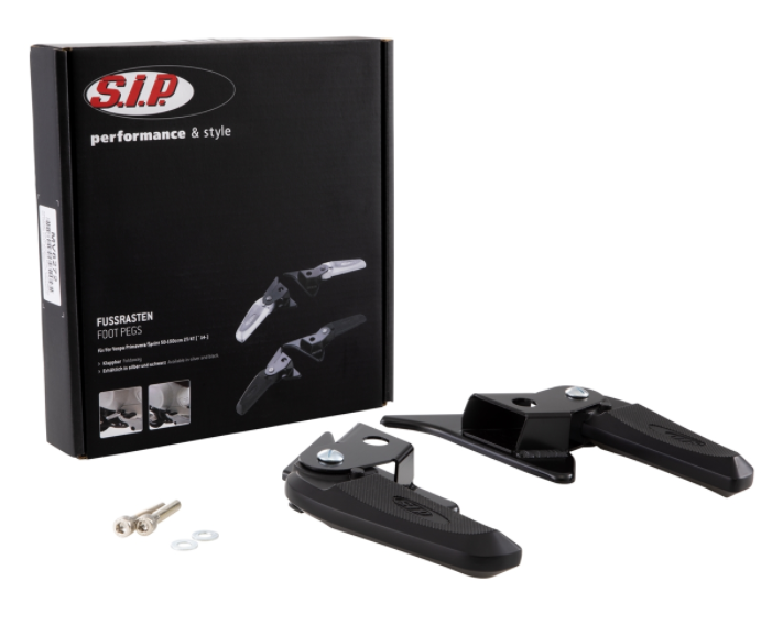Repose-pieds droit et gauche pour Vespa Primavera/​Sprint 50-150ccm 2T/​4T AC, noir/noir