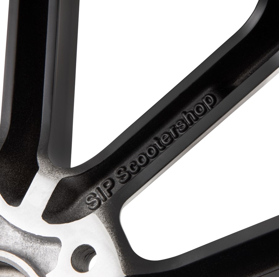 Jante avant/arrière 12" pour Vespa GTS/GTS Super/GTV/GT 125-300ccm, noire avec bordure argentée