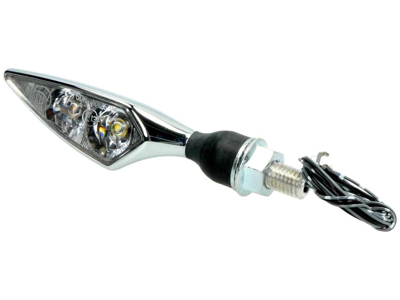 Kellermann Clignotant avec feu de position, Rhombus PL, acier, LED, VR, 12 V, chrome brillant, M8x20