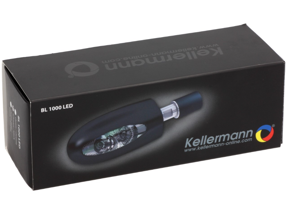 Clignotant Kellermann, BL 1000, acier, LED, VR/VL, 12 V, noir satiné, homologué E