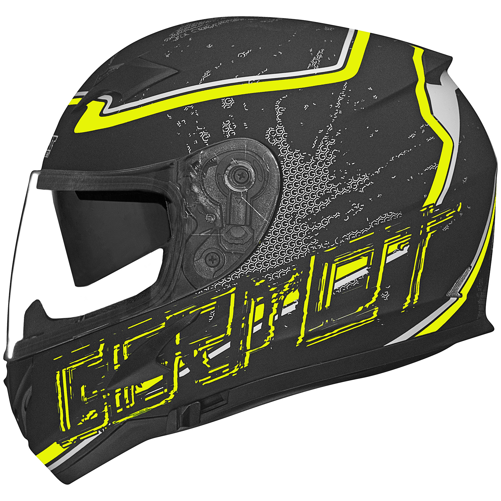 Germot casque intégral GM 306, noir mat/jaune fluo