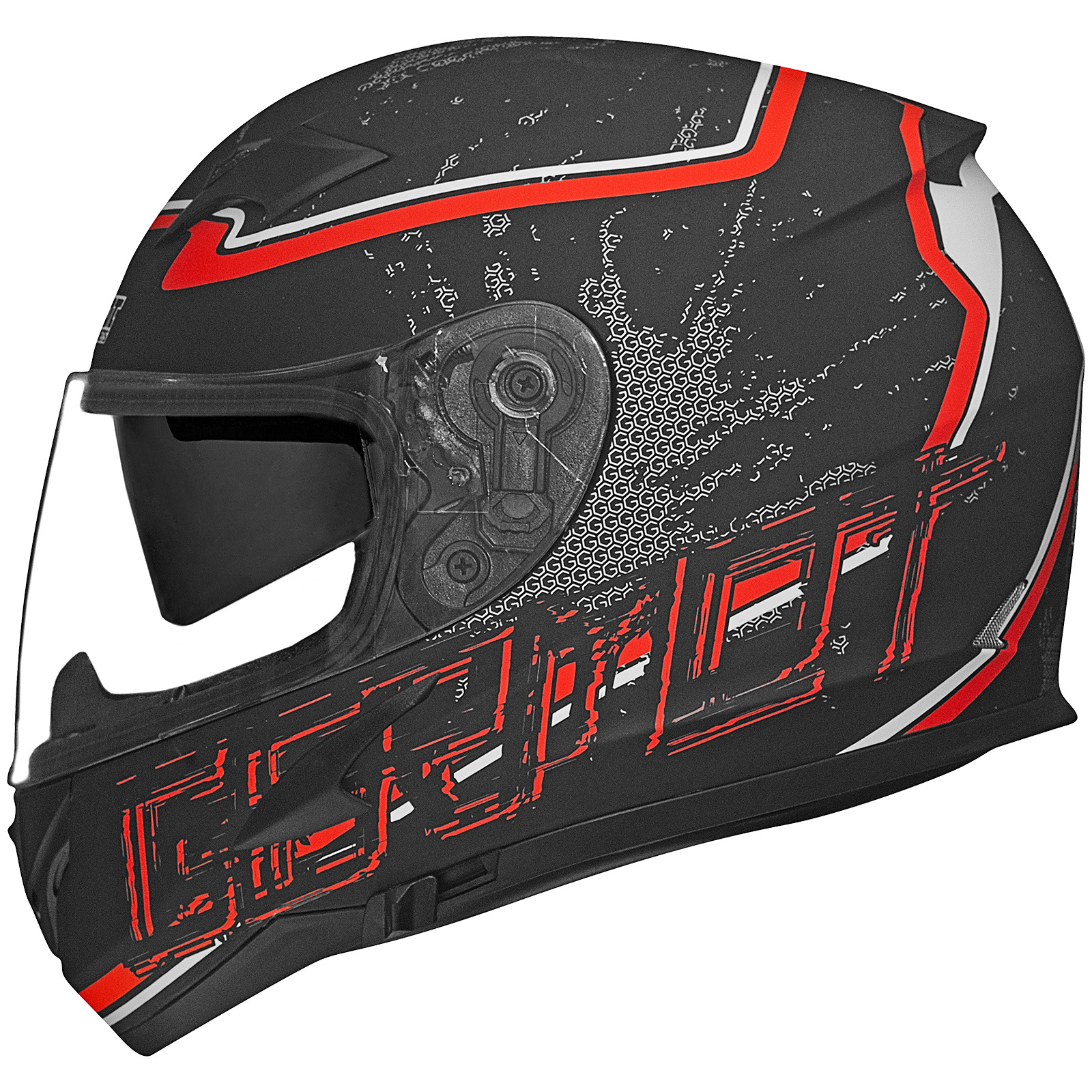 Germot casque intégral GM 306, noir mat/rouge