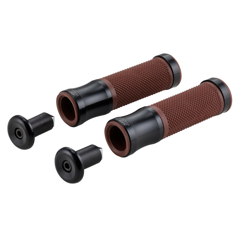 Poignées Ø 24/24 mm, L 125 mm pour Vespa PX 125-200ccm, noir brillant/marron