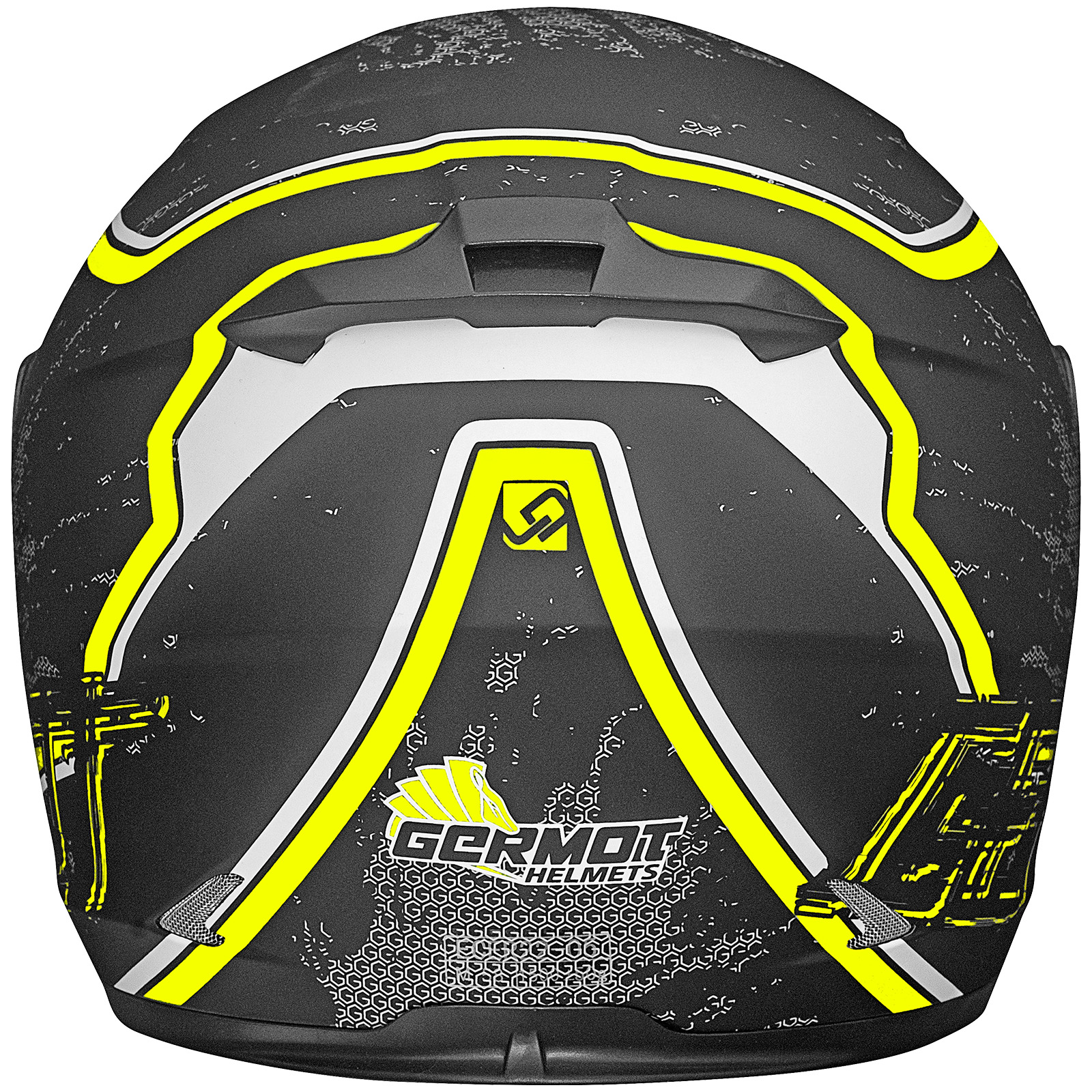 Germot casque intégral GM 306, noir mat/jaune fluo