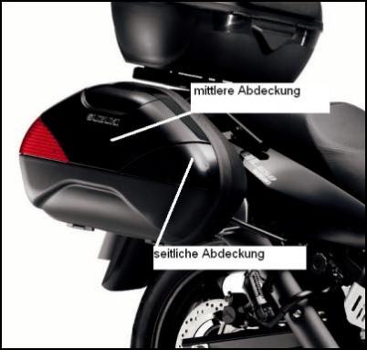 Cache-coffre central, noir pour Suzuki V-Strom 650 BJ. 2009-2011/V-Strom 650 BJ. 2004-2008