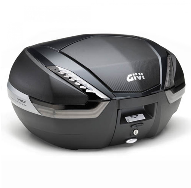 V47 TECH MONOKEY Topcase 47 litres noir / carbone avec réflecteurs transparents d'origine Givi