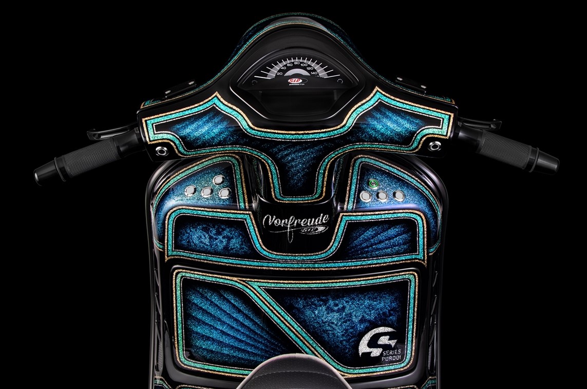 Anneau décoratif tachymètre pour Vespa GTS/GTS Super 125-300ccm ('14-), noir brillant